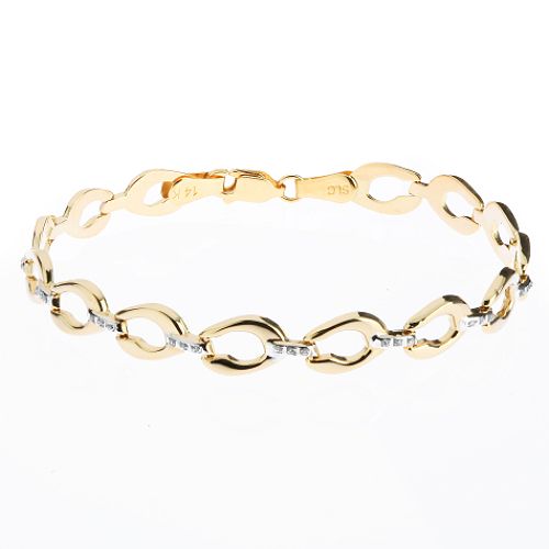 Diamond Fascination 14K Yellow Gold Diamond Accent Oval Link Bracelet