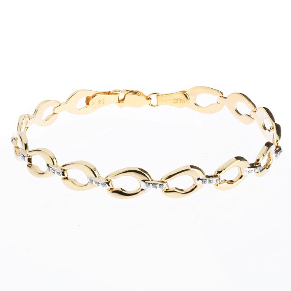 Diamond Fascination 14K Yellow Gold Diamond Accent Oval Link Bracelet
