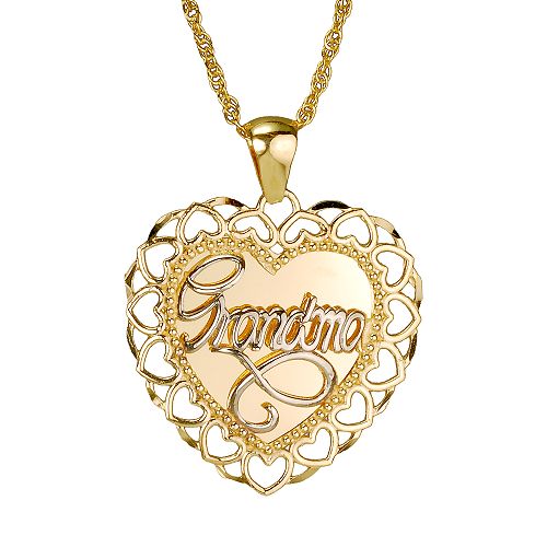 10K Yellow Gold Grandma Heart Pendant