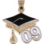 10K Yellow Gold and Enamel Graduation Charm