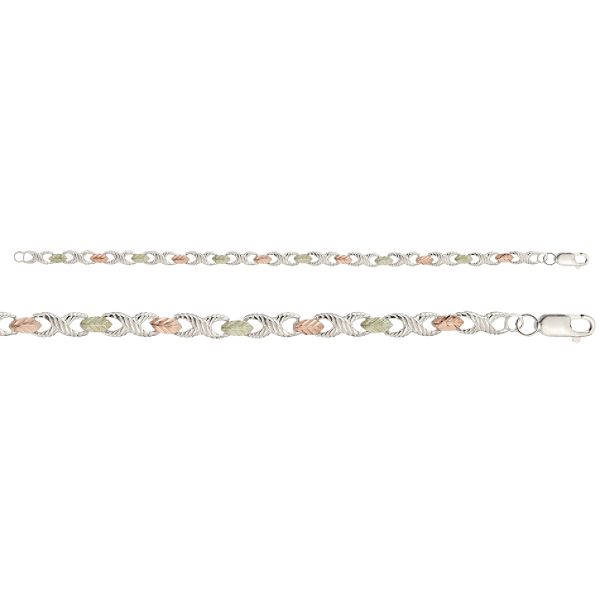 Black Hills Gold 12K Tricolor Gold Over Sterling Silver X's & O's Bracelet