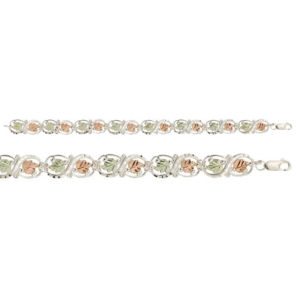 Black Hills Gold 12K Tricolor Gold Over Sterling Silver Figure 8 Bracelet