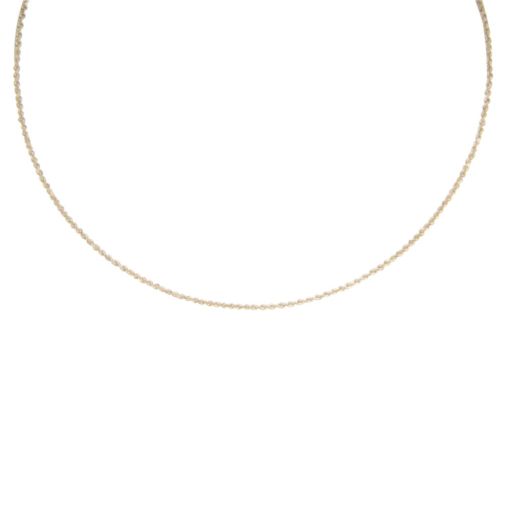 14k Yellow Gold Diamond Cut Hollow Rope Chain Necklace, 18"
