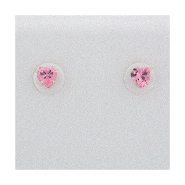 14K Gold Pink Heart Earrings