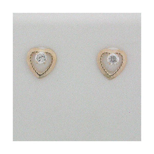 14K Gold Heart Earrings with Cubic Zirconia Accents