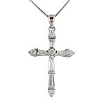 Cubic Zirconia Cross Pendant. Sterling Silver