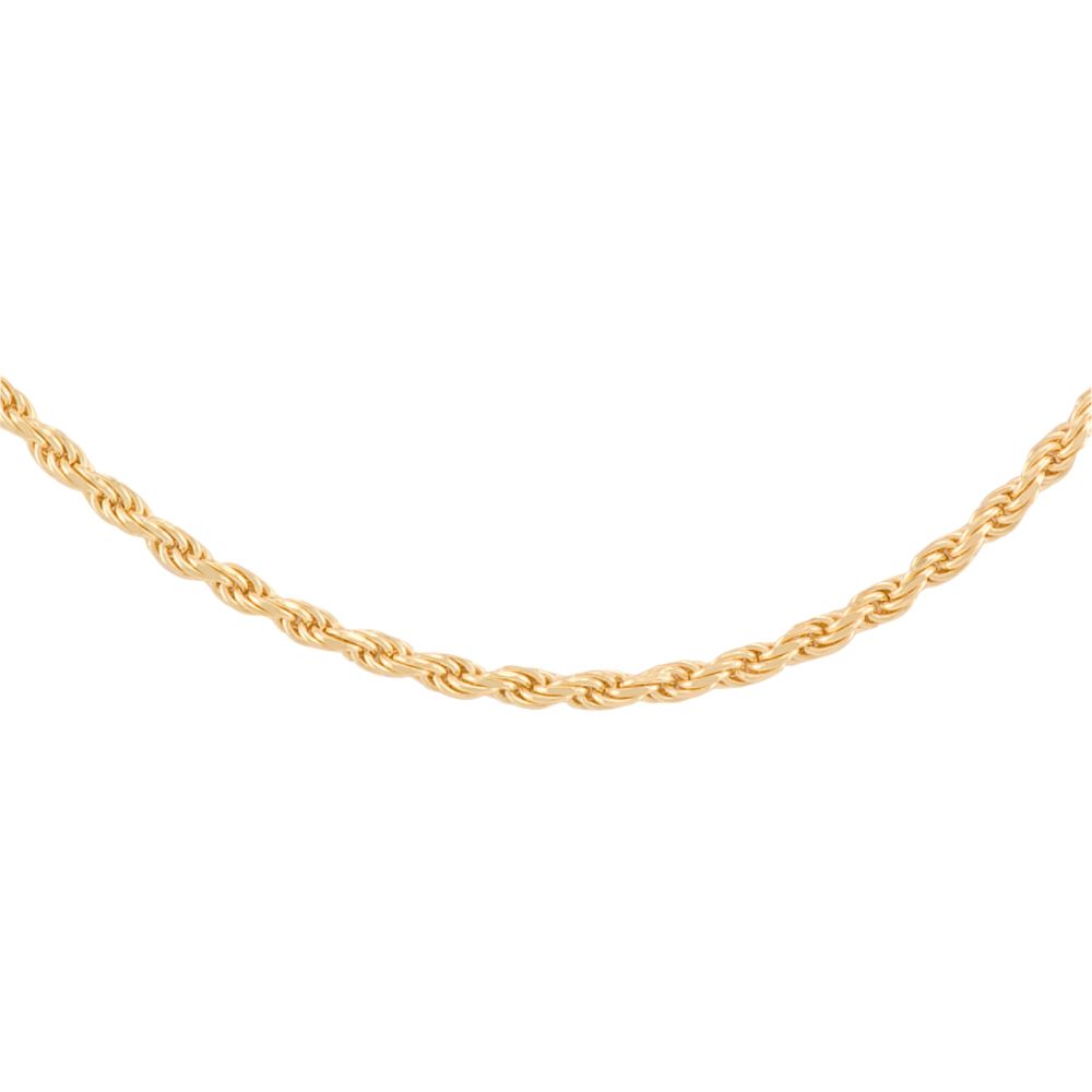 18" Light Rope Chain Necklace. 24K Yellow Gold over Sterling Silver