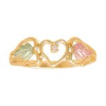 Black Hills Gold Tricolor Gold Heart Ring with Diamond Accent