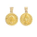 Rene Bargueiras Inc. 14K Yellow Gold 2-sided Guadalupe-Gran Poder Medal