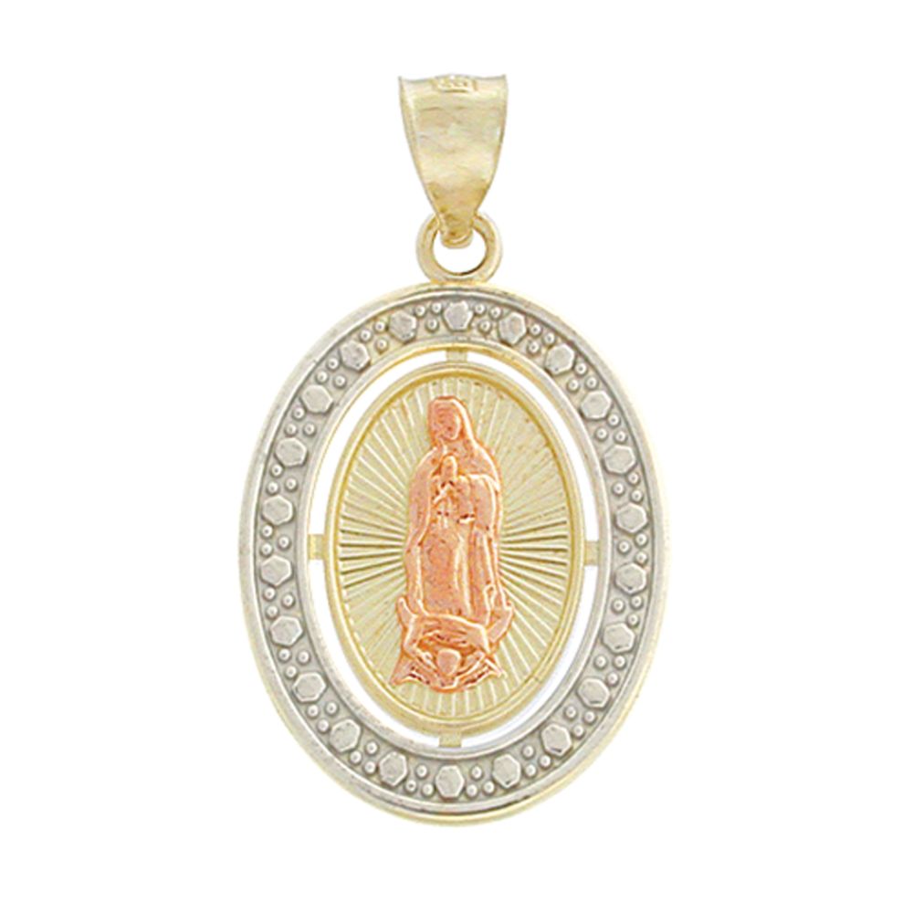 14K Yellow, Rose and White Gold Guadalupe Medal
