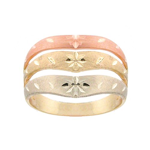 Ladies 14K 3-Color Gold M-Row Ring
