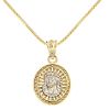 14K Yellow and White Gold Gran Poder Christ Medal Pendant with 15 Box Chain