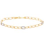 Aurafin Corp 4.5MM Flat Curb Bracelet. 10K Yellow and White Gold