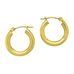Combine International 3mm Polished Hoop Earrings In Various Sizes. 14k Yellow Gold