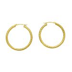10K Yellow-Gold Diamond Cut Hoops