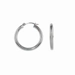 Combine International 15MM Polished Hoop Earrings. 14K White Gold