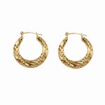 Yellow Gold Diamond-Cut Hoop Hearings
