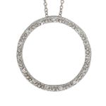 1/10 ct. tw. Diamond Circle Pendant. Sterling Silver
