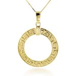 OTC International 10K Yellow Gold Greek Key Circle Pendant