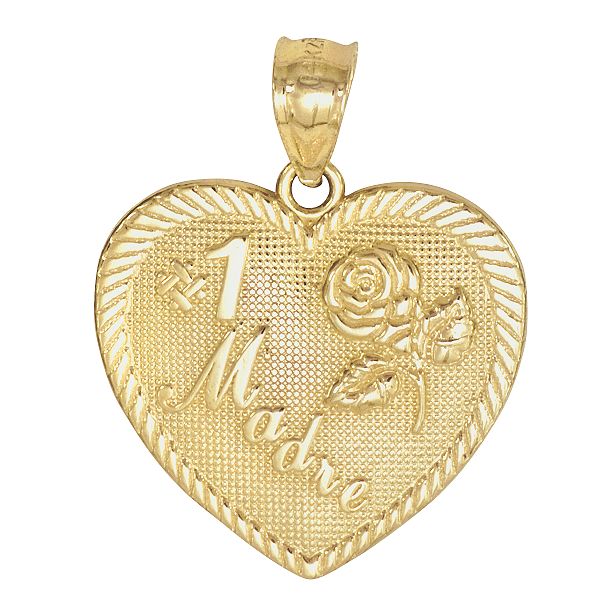 #1 "Madre" Heart Charm. 14K Pink and Yellow Gold