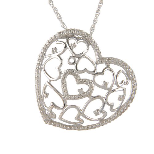 1/2 ct. tw. Diamond Hearts Within a Heart Pendant. Sterling Silver