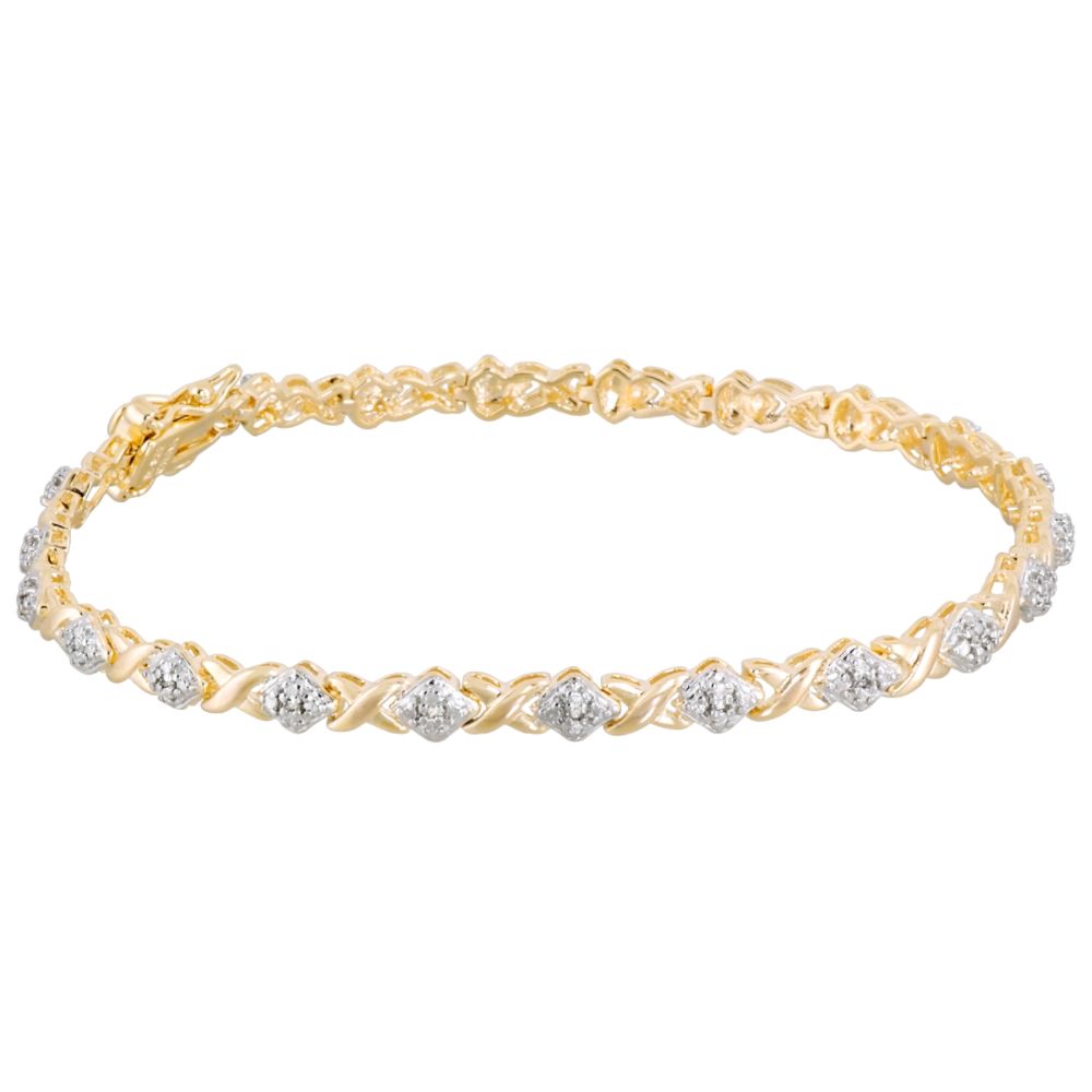 Diamond Accent Bracelet. 18K Gold Over Sterling Silver