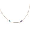 Vermeil 24" Multi Colored Stone Chain Necklace. 24K Gold Over Sterling Silver