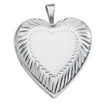 The Colibri Group 20MM Engraved Border Heart Locket. Sterling Silver