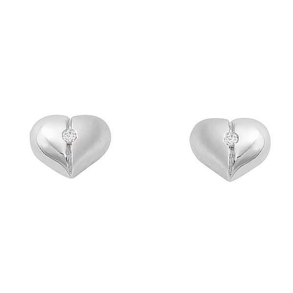 Darling Diamonds Polished Heart Stud Earring with Diamond Accent.