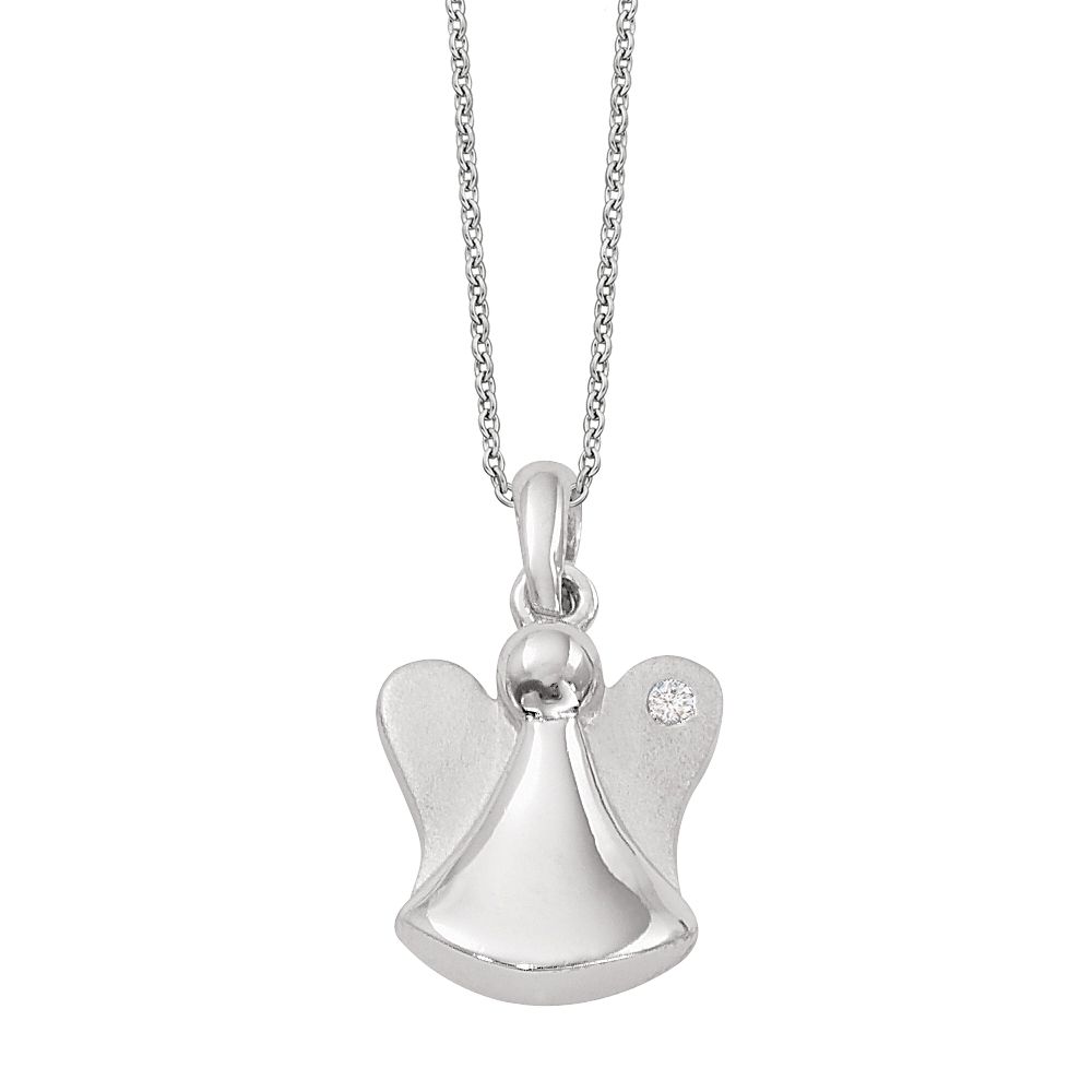 Darling Diamonds Angel Pendant with Diamond Accent. Sterling Silver