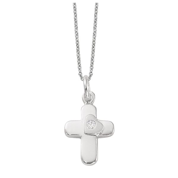 Darling Diamonds Cross with Diamond Accent Pendant. Sterling Silver