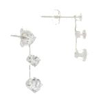 Cubic Zirconia 3-Stone Stick Drop Earring in Sterling Silver