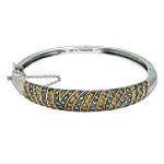 Victoria Crowne Champagne Crystal and Marcasite Bangle Bracelet. Sterling Silver