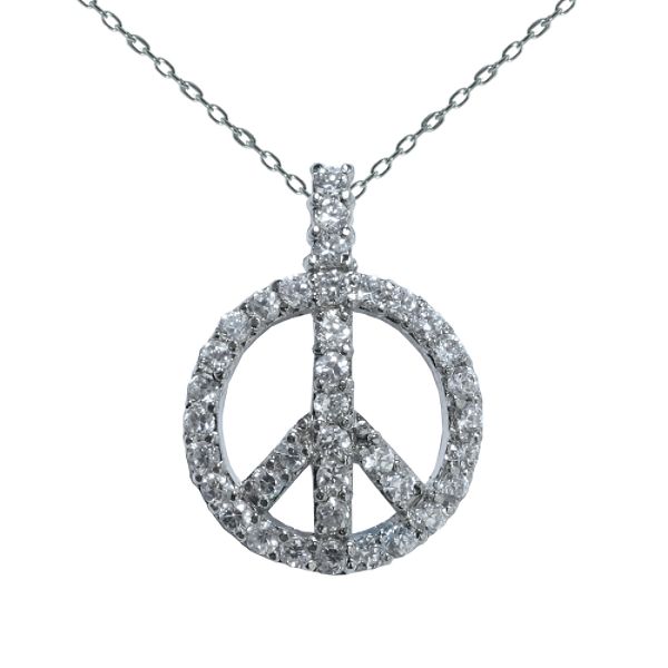 "Cubic Zirconia Pave ""Peace Sign"" Pendant"