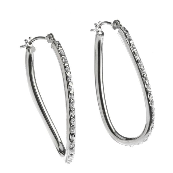 Diamond Mystique Platinum over Sterling Silver Figure 8 Hoop Earrings