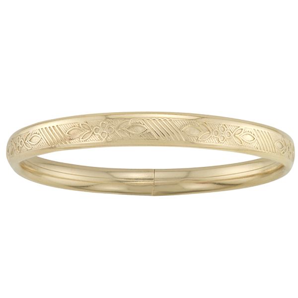 Girls Engraved Bangle Bracelet in Gold over Sterling Silver