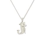 Disney Sterling Silver Tinkerbell Initial Pendant - J