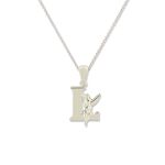 Disney Sterling Silver Tinkerbell Initial Pendant - L