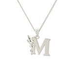 Disney Sterling Silver Tinkerbell Initial Pendant - M
