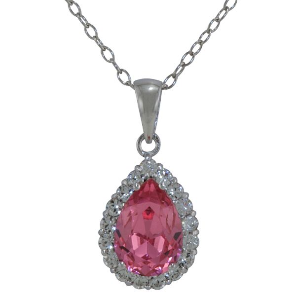 Crystalized By Swaro Rose and Clear Swarovski Crystal Drop Pendant in