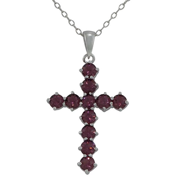 Crystalized By Swaro Amethyst Swarovski Crystal Cross Pendant in