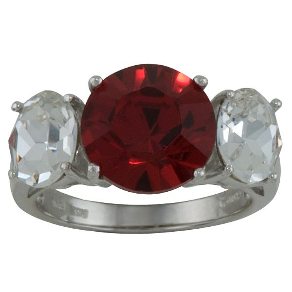 Crystalized By Swaro Siam and Clear Swarovski Crystal Ring in Rhodium over Sterling Silver
