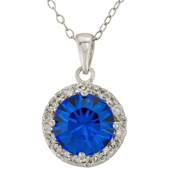 Crystalized By Swaro Sapphire and Clear Swarovski Crystal Pendant in