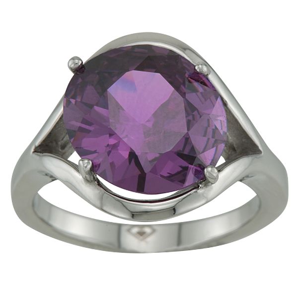 Stainless Steel Purple Cubic Zirconia Ring