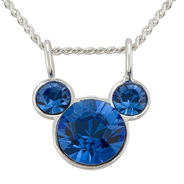 Disney Sapphire Crystal Mickey Mouse Pendant in Sterling Silver