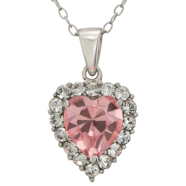 Crystalized By Swaro Rose and Clear Swarovski Crystal Heart Pendant