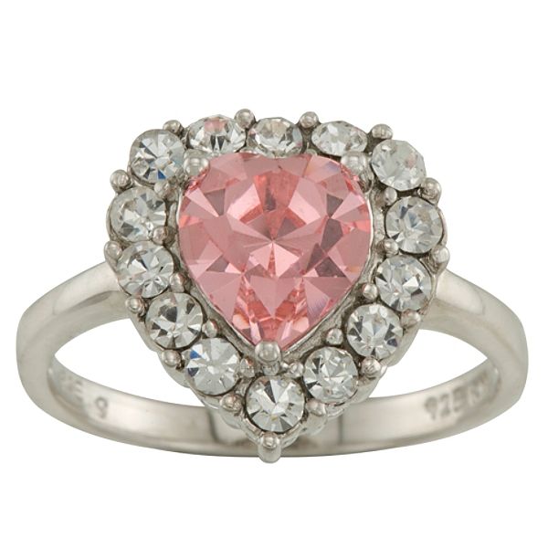 Crystalized By Swaro Rose and Clear Swarovski Crystal Heart Ring in