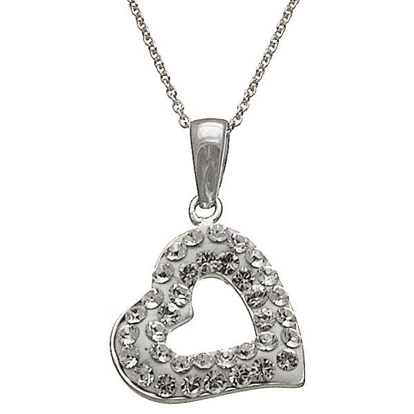 Swarovski Swarovski Crystal and Sterling Silver Open Heart Pendant