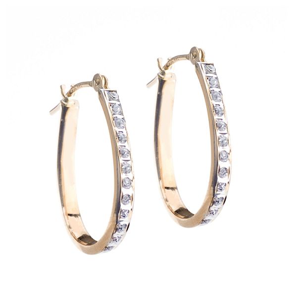 Diamond Mystique Diamond Accent Pear-Shaped Hoop Earrings in Gold
