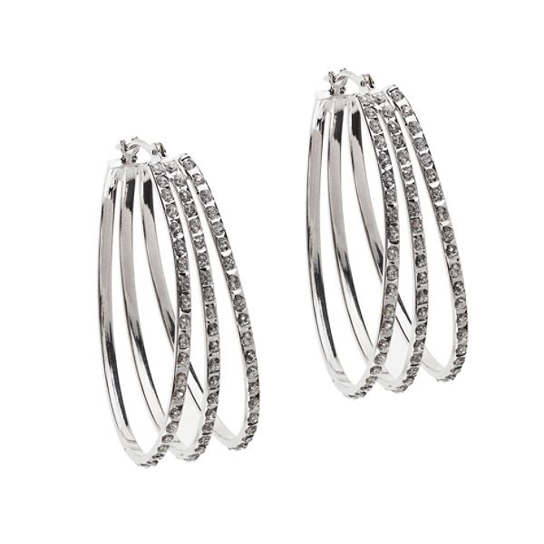 Diamond Mystique Diamond Accent Triple Fan Hoop Earrings in Platinum